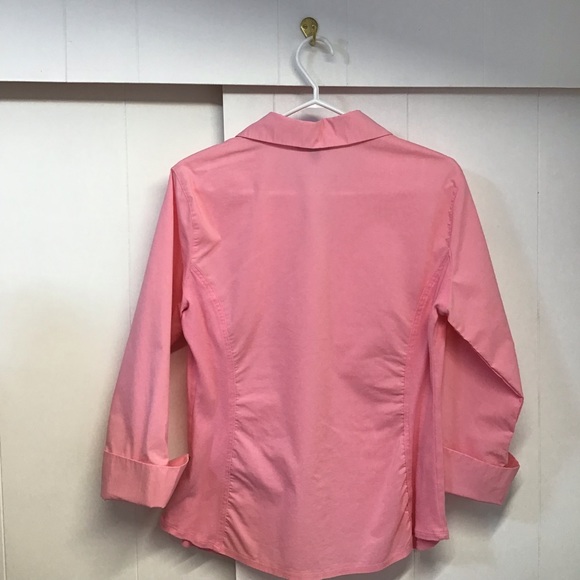 Zac & Rachel Hot pink pleated front blouse button front dress shirt Barbie pink - Picture 5 of 10